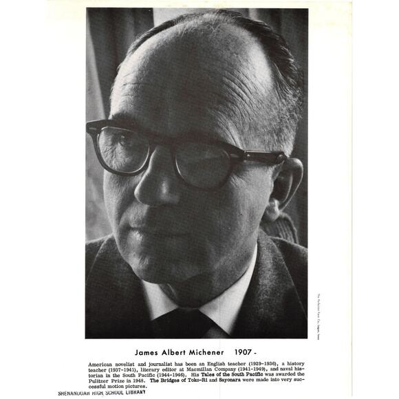 James Albert Michener Author Portrait The Perfection Form Co‎ American Novelist - Picture 1 of 1